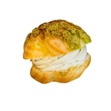 Křupavý větrník choux s pistáciovou šlehačkou a mascarpone